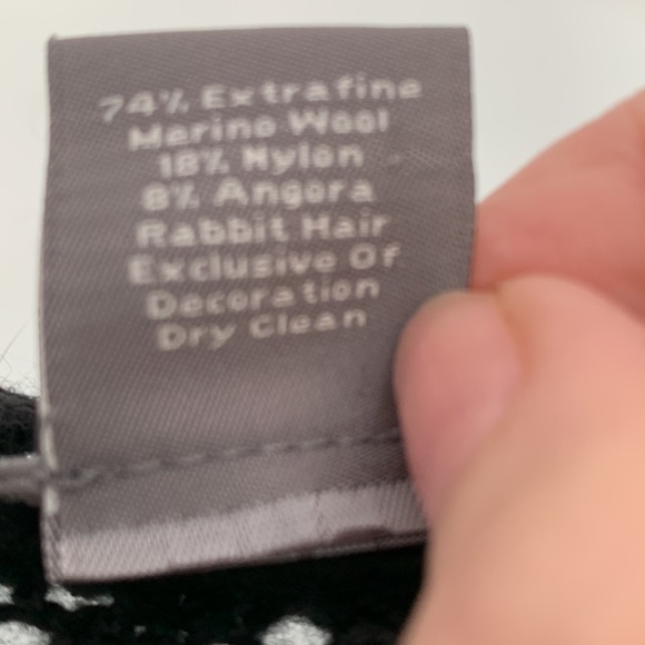 Ann Taylor wool blend crochet black cardigan with velvet tie size S. EUC. - Picture 7 of 8